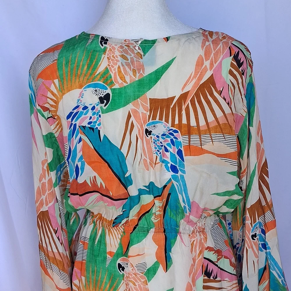 Taj By Sabrina Crippa Tres Marias Orange Kimono Cardigan S Tropical Resortwear - Picture 11 of 17